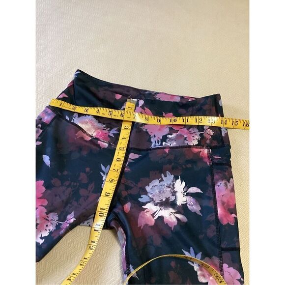 LegEnd High - Waisted Printed Leggings Black / Pink  Full Length M - Picture 4 of 5